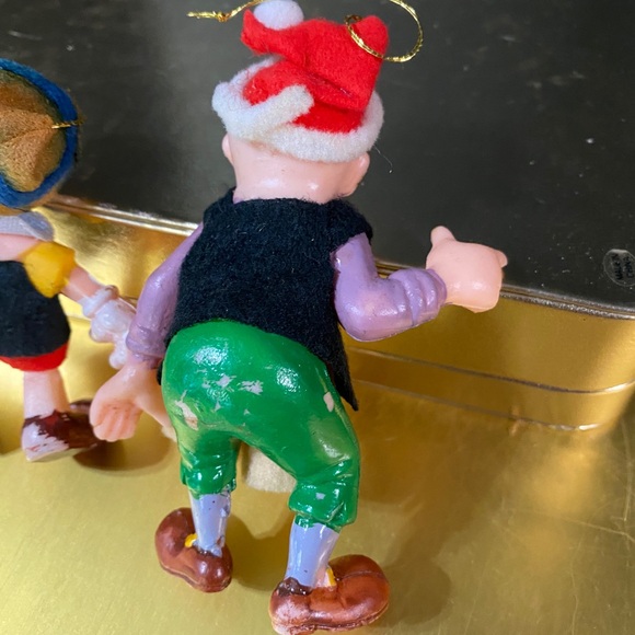 WALT DISNEY VINTAGE PINOCCHIO & GEPPETTO CHRISTMAS ORNAMENTS WITH FELT CLOTHES - Picture 8 of 11